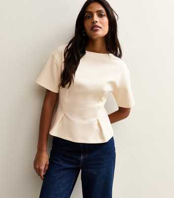 White Stretch Jersey Ponte Fitted T-Shirt
