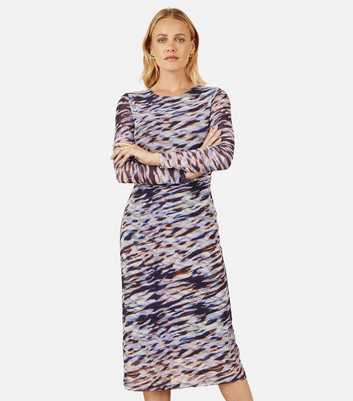 Yumi Mulitcoloured Marble Print Midi Dress