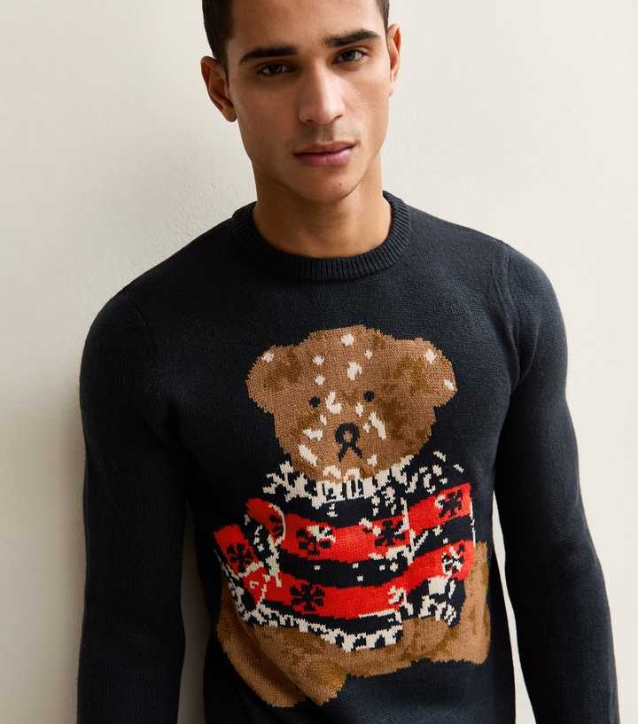Only & Sons Navy Regular Teddy Bear Jumper | New Look