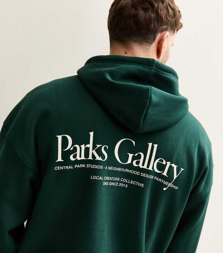 Only & Sons Dark Green Parks Gallery Logo Hoodie