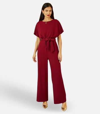 Yumi Red Short Sleeve Wide Leg Jumpsuit | New Look
