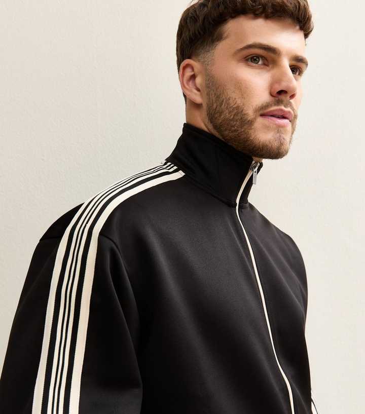 Only & Sons Black Relaxed Fit Stripe Track Jacket