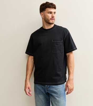Only & Sons Black Cotton Front Pocket T-Shirt