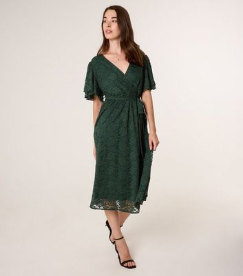 emerald green one shoulder prom dress Floral Print Ruffle Pleated Midi Dress in Blue main image 1
