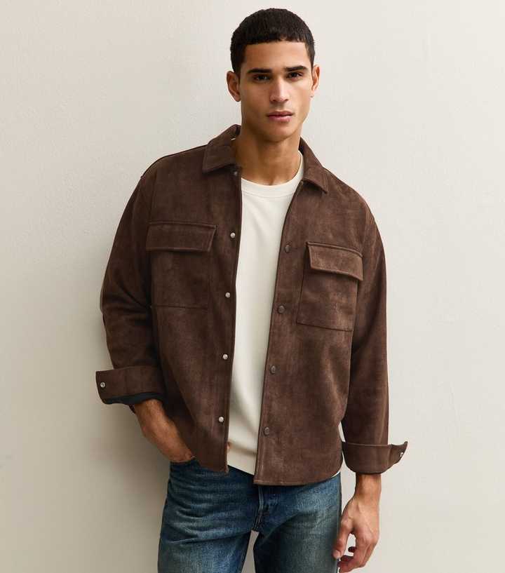 Only & Sons Brown Faux Suede Shacket | New Look