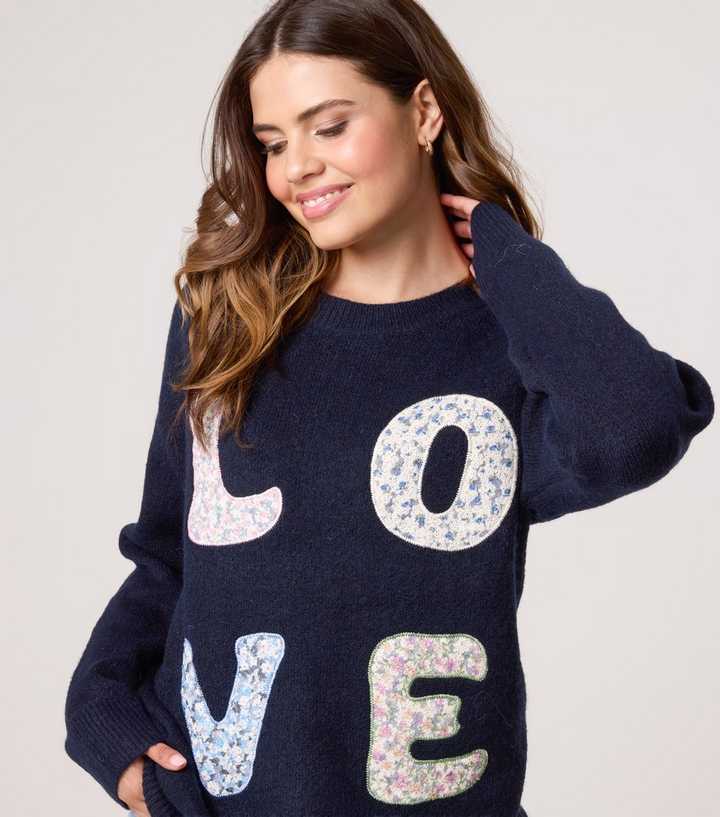Blue Vanilla Navy Love Embroidered Jumper