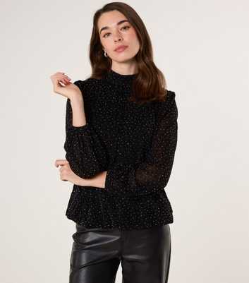 Blue Vanilla Black Diamante Embellished Top