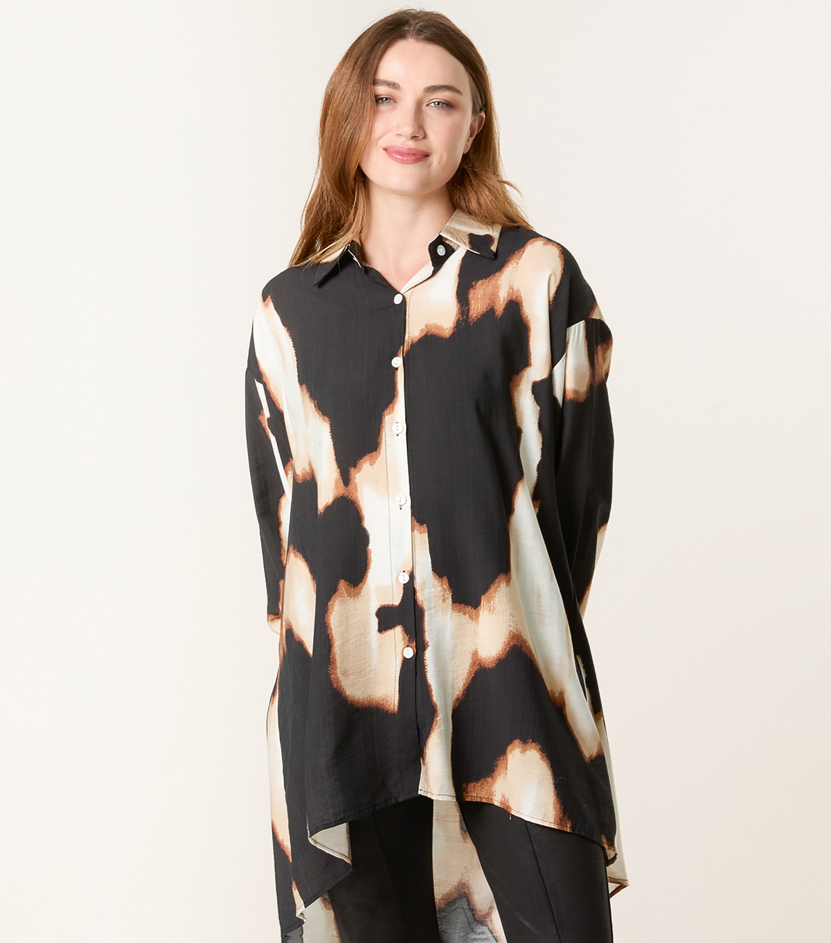 Blue Vanilla Women's Rust Black Cow Print Shirt New Look