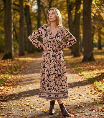 Blue Vanilla Navy Boho Floral Print Dress