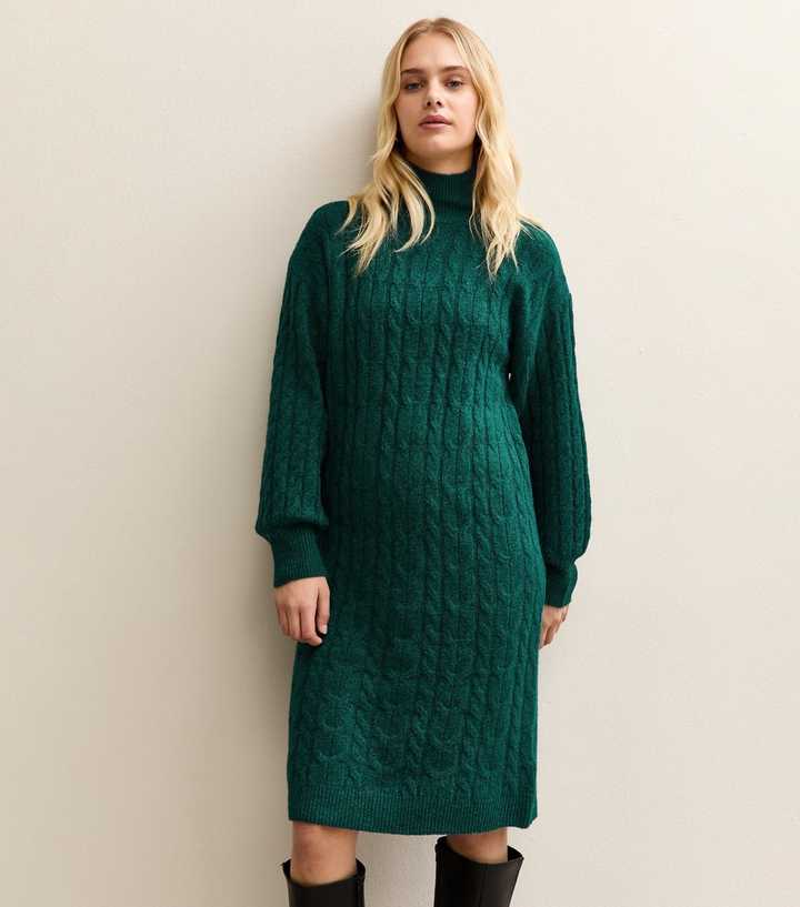 Sunshine Soul Dark Green High Neck Jumper Dress | New Look