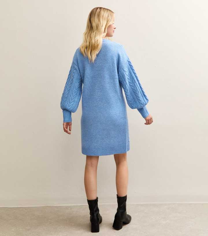 Wool Dress Knitted Blue Dress Bright Blue Waffle Knitted Jumper Dress  Knitwear PLT IRE