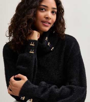 Sunshine Soul Black Fluffy Roll Neck Jumper