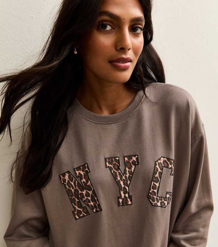 Mink NYC Leopard Logo Sweatshirt