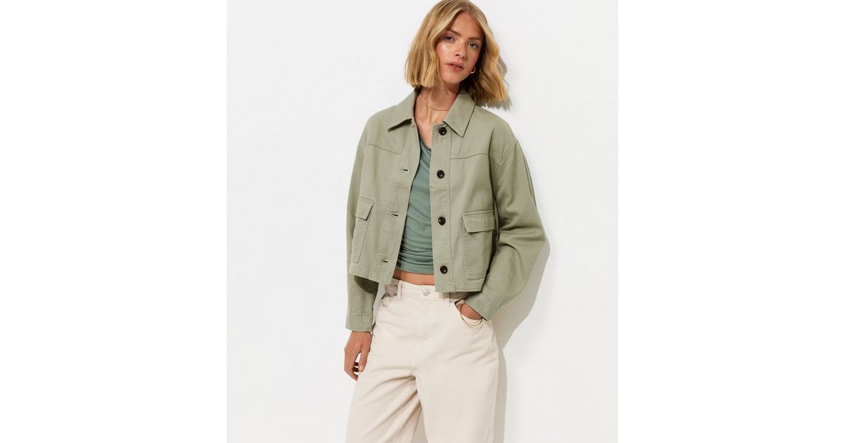 Light Khaki Flap Pocket Cotton Shacket