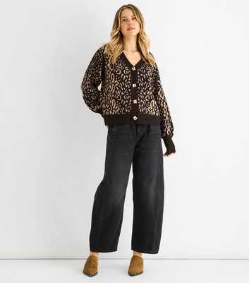 Gini London Brown Animal Print Cardigan