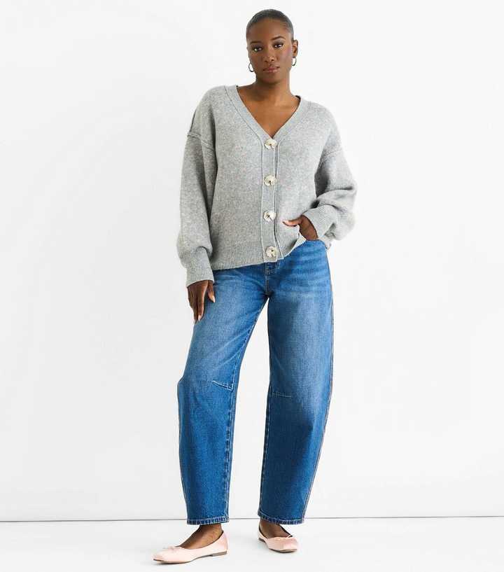 Gini London Grey Speckled Button Cardigan