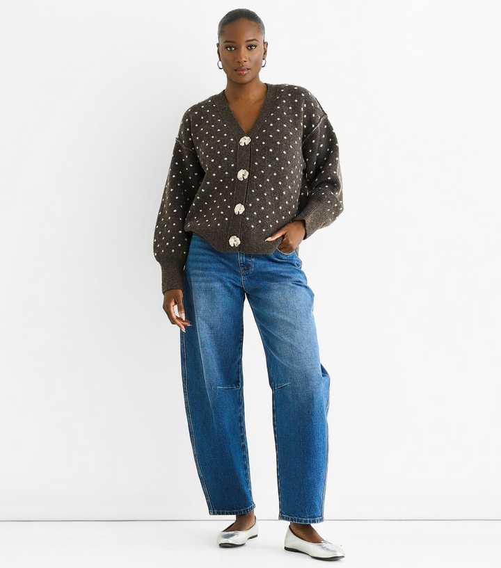 Gini London Brown Polka Dot Cardigan
