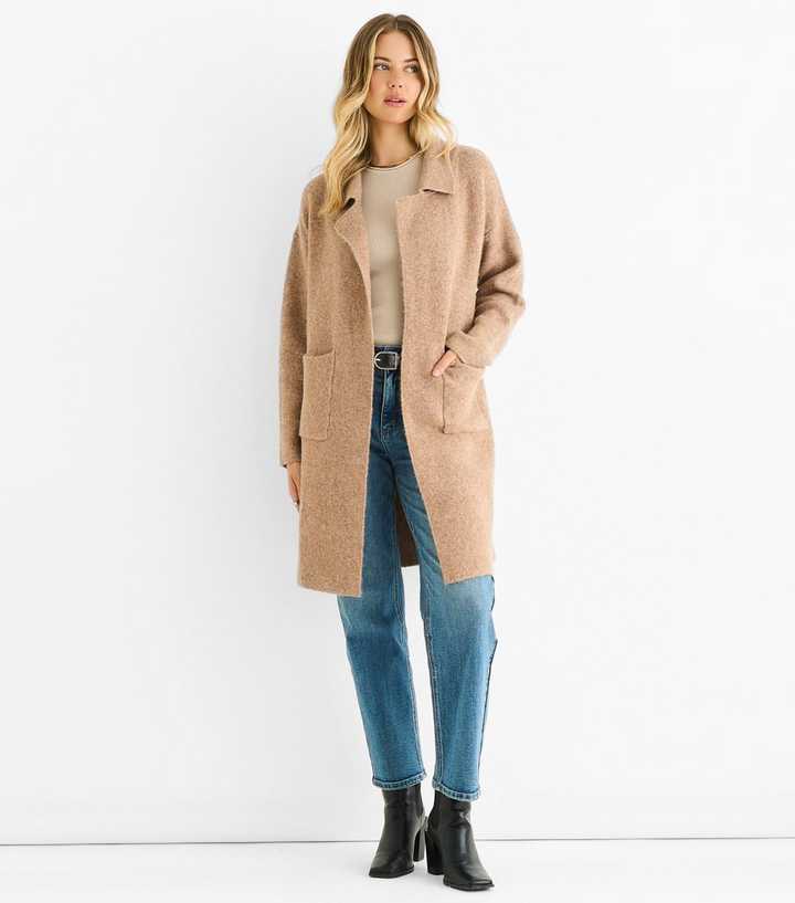 Gini London Camel Longline Collar Brushed Jacket