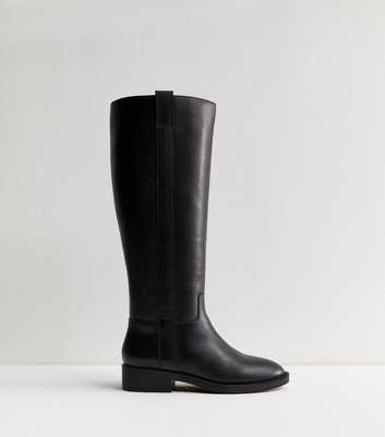 Black Leather Knee High Riding Boots