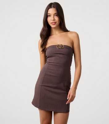 Pink Vanilla Brown Bandeau Mini Dress