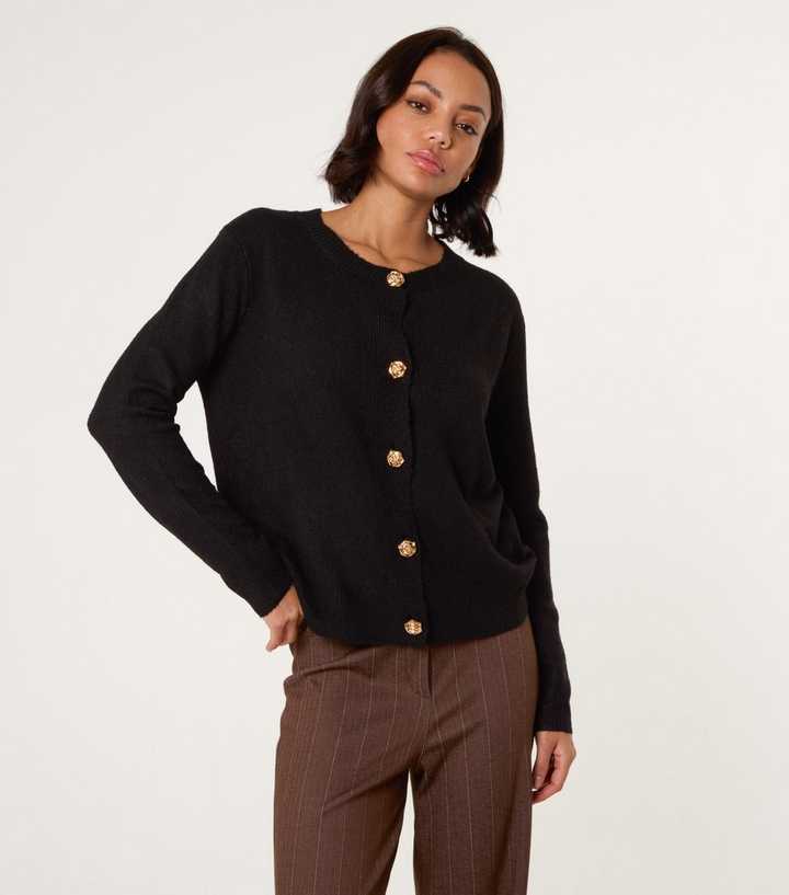 Blue Vanilla Black Round Neck Cardigan