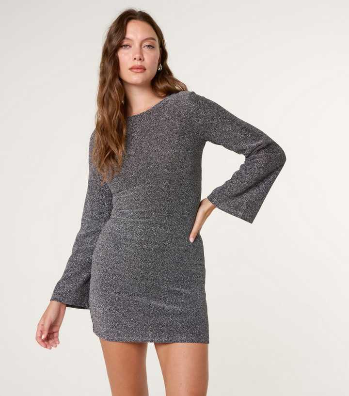 Blue Vanilla Black Glitter Mini Dress