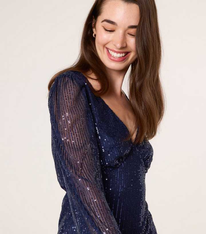 blue sequin dress new look Buy Sosandar Dark Blue Sequin Stretch Shift Dress from Next USA