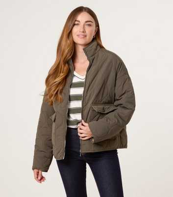 Blue Vanilla Khaki Quilted Buttoned Pocket Jacket