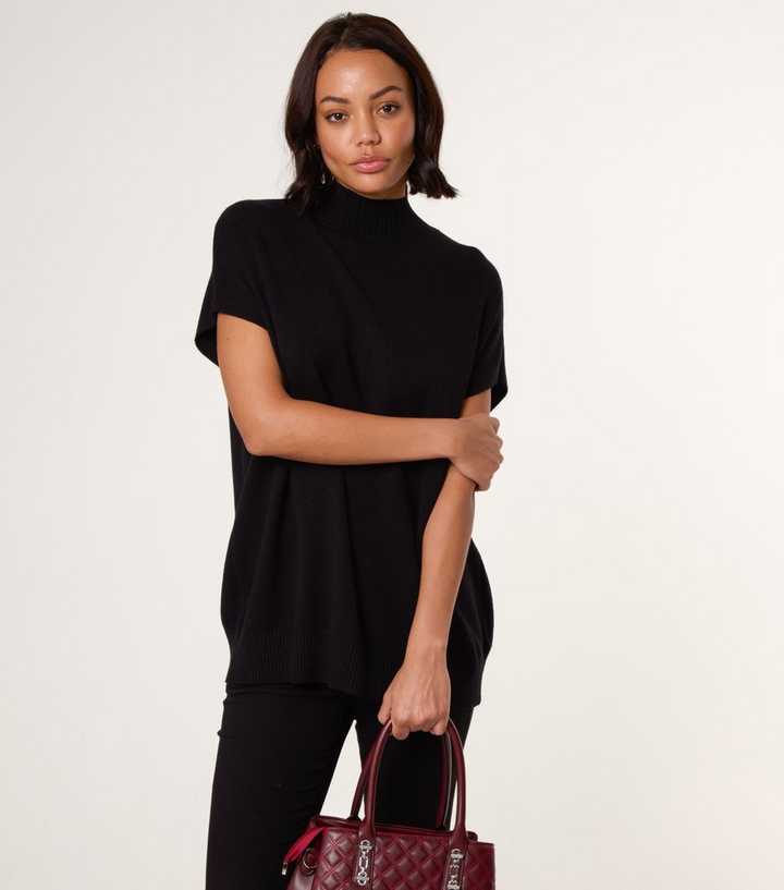 Blue Vanilla Black High Neck Knit Top