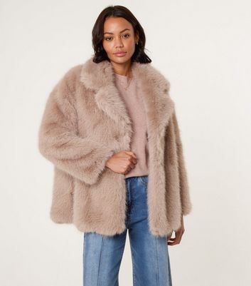 Blue Vanilla Cream Faux Fur Jacket New Look