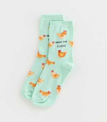 Mint Green 'What The Cluck' Socks