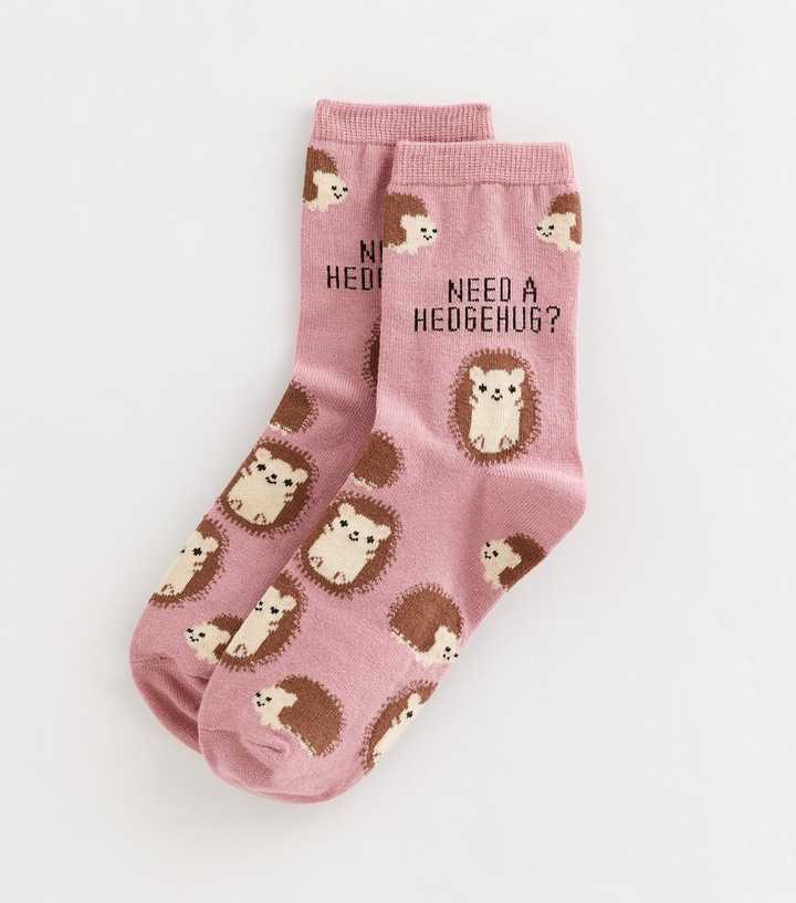 Pink Need A Hedgehug Patterned Ankle Socks