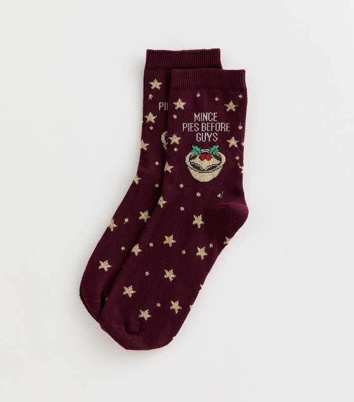 Dark Burgundy Mince Pies Before Guys Ankle Socks