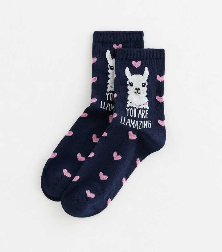 Navy 'You Are Llamazing' Socks