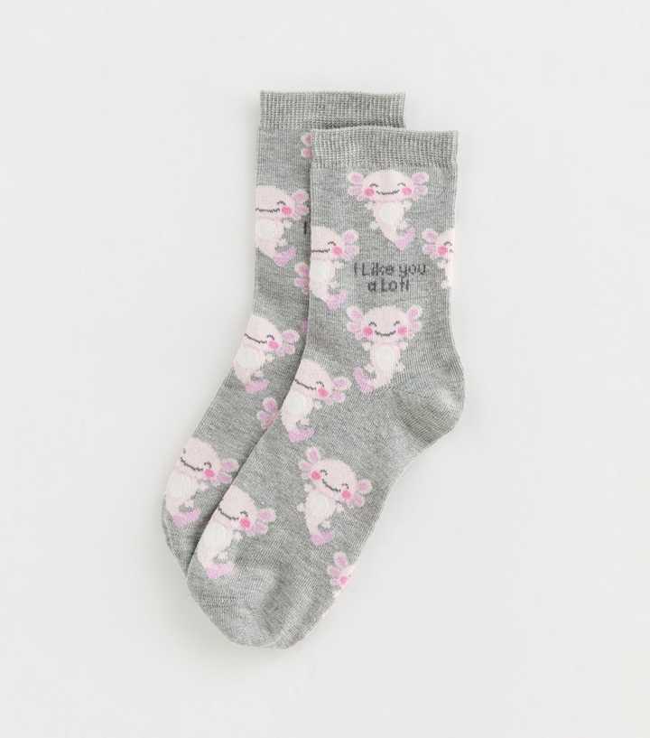 Grey 'I like you a lotl' Socks