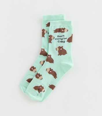 Mint Green 'Dont Worry Be Cappy' Socks