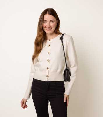 Blue Vanilla White Button Detail Cardigan