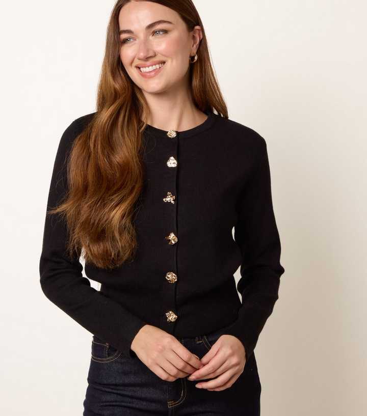 Blue Vanilla Black Button Detail Cardigan