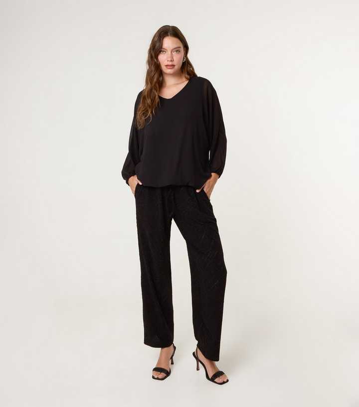 Blue Vanilla Black Metallic Patterned Trousers