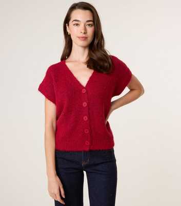 Blue Vanilla Red Fluffy Short Sleeve Cardigan