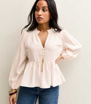 Petite Off White Buttoned Peplum Blouse