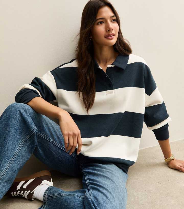 Blue Striped Rugby Sweatshirt