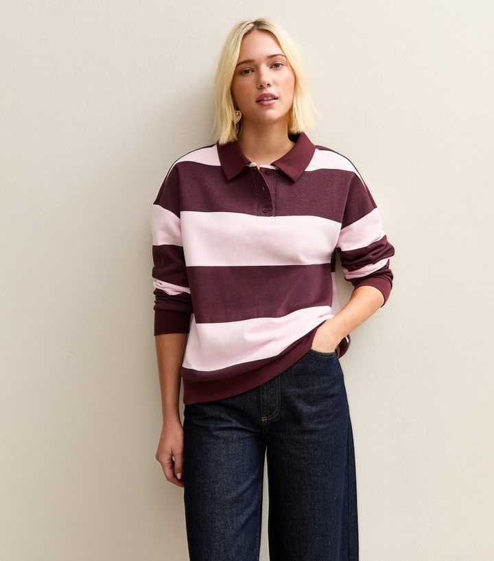 Pink Striped Rugby Sweatshirt | New Look