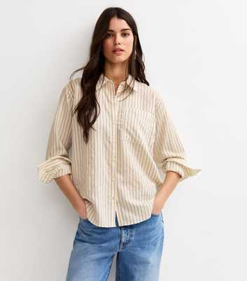 White Pinstripe Oversized Pocket Shirt