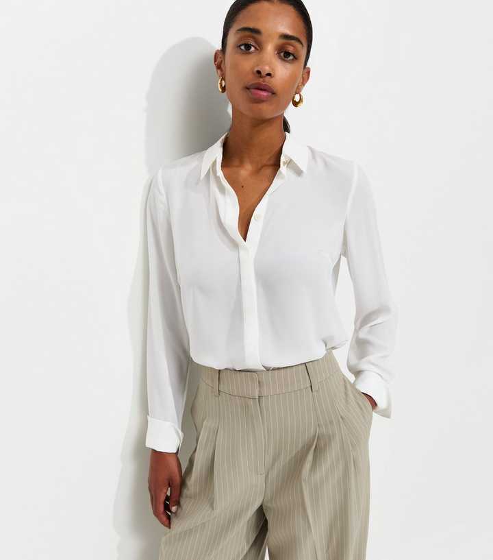 White Concealed Button Shirt