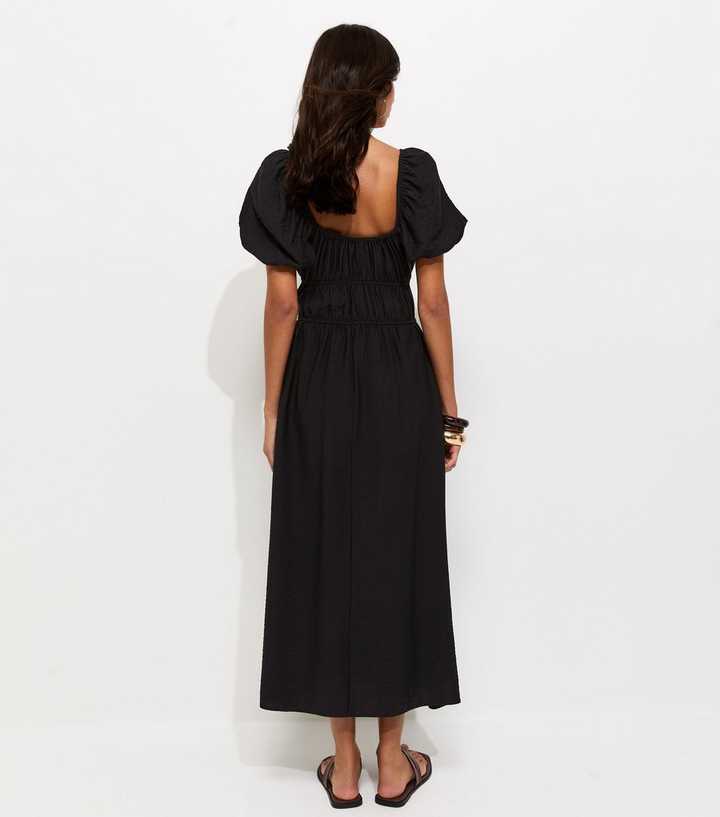 knee length dresses for ladies Moxie Black Milkmaid Midi Dress  Get That Trend