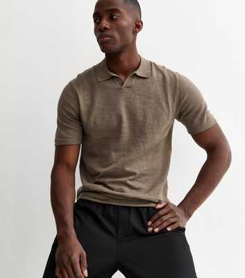 Jack & Jones Light Brown Regular Knit Split Neck Polo Top