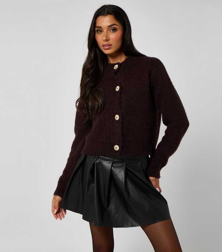 Urban Bliss Brown Cropped Soft Knit Cardigan
