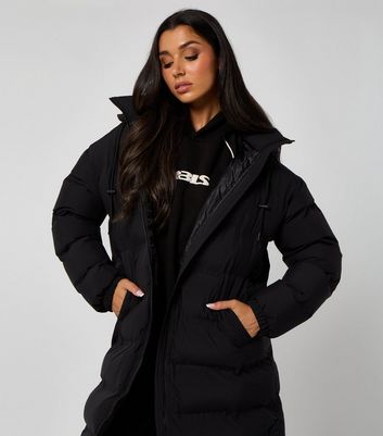 Urban Bliss Black Heatseal Maxi Puffer Coat New Look