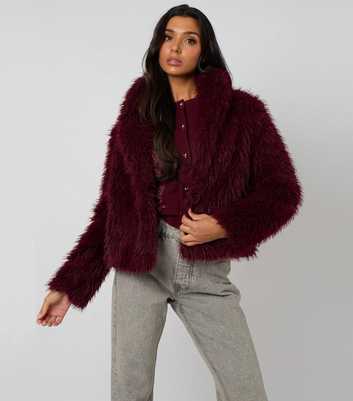 Urban Bliss Dark Burgundy Faux Fur Jacket